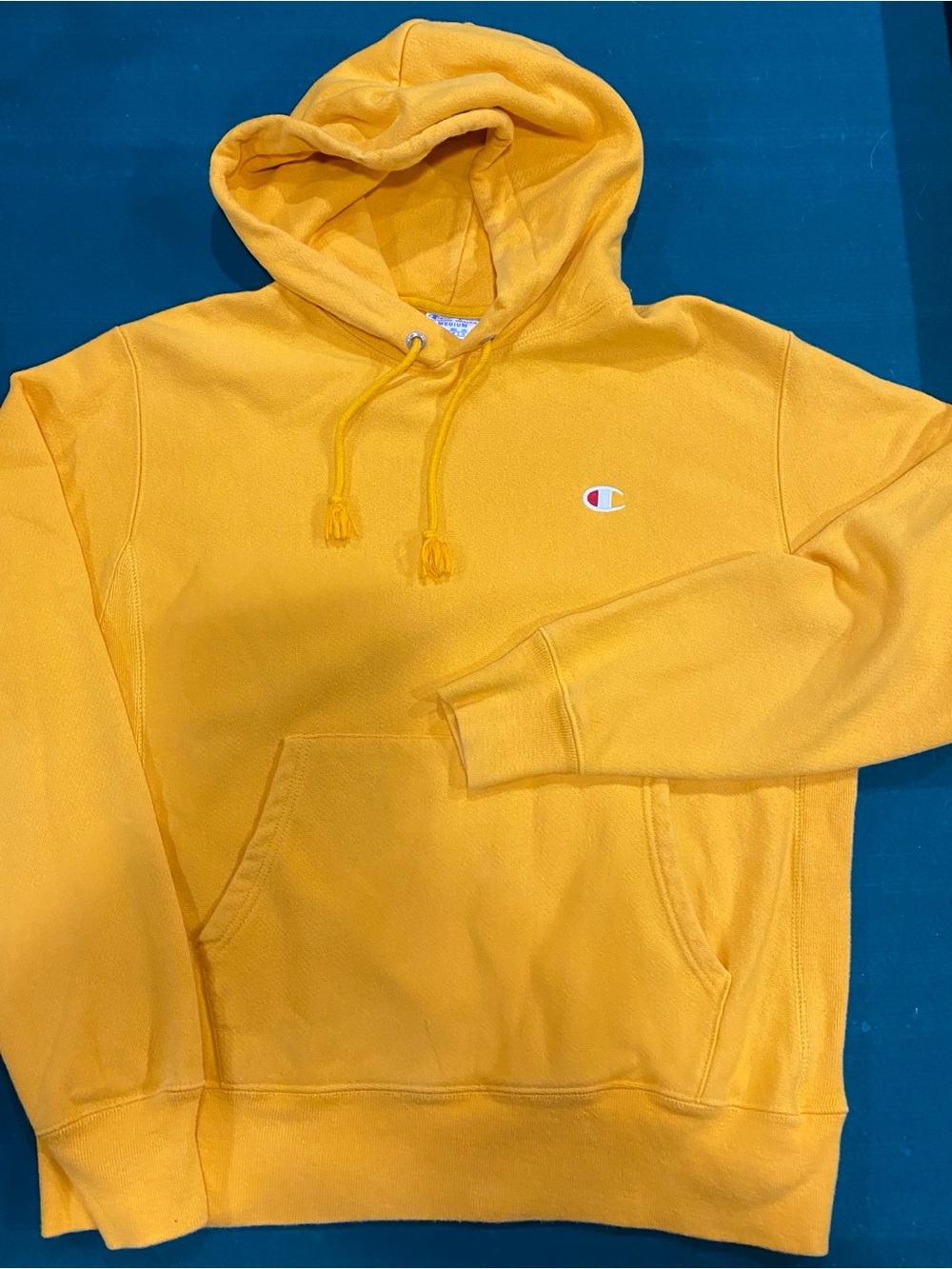 Champion Yellow Hooded Pullover Sweatshirt - Men's Size M